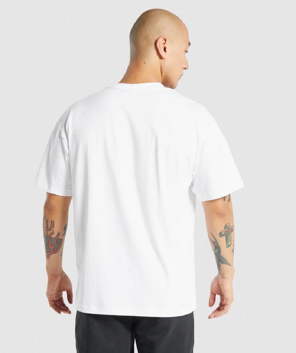 T Shirts Gymshark Essential Oversized Hombre Blancas | CO 3274VRW